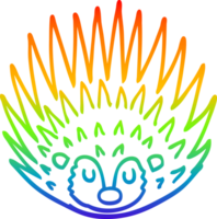 rainbow gradient line drawing cartoon spiky hedgehog png