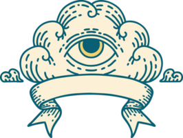 tattoo with banner of an all seeing eye cloud png