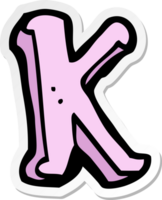 sticker van een tekenfilmletter k png