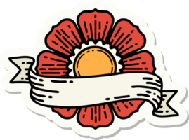tattoo style sticker of a flower and banner png