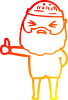 homem de desenho animado de desenho de linha de gradiente quente com barba png