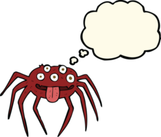 cartoon gross halloween spider with thought bubble png