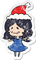 desenho de adesivo angustiado de natal da garota kawaii png