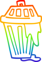 rainbow gradient line drawing cartoon waste bin png