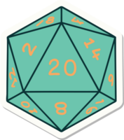 natural 20 D20 dice roll sticker png