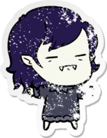 distressed sticker of a cartoon undead vampire girl png