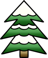 arbre couvert de neige cartoon ombragé dégradé png