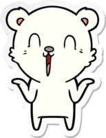 sticker of a happy cartoon polar bear with no worries png