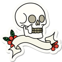 tattoo sticker with banner of a skull png