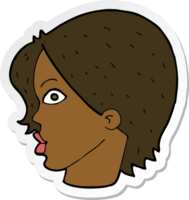 sticker of a cartoon staring woman png