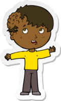 klistermärke av en tecknad pojke med tillväxt på huvudet png