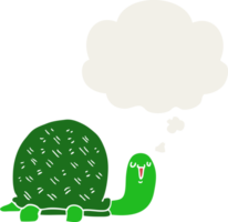tartaruga de desenho animado bonito e balão de pensamento em estilo retrô png