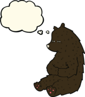 cute cartoon black bear with thought bubble png