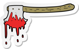sticker of a cartoon bloody axe png