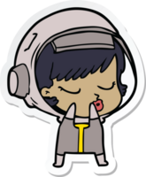 sticker of a shy cartoon pretty astronaut girl png