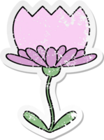 distressed sticker of a cute cartoon flower png