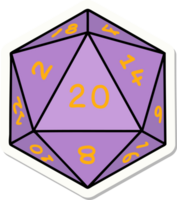 natural 20 D20 dice roll sticker png