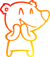 warm gradient line drawing laughing bear cartoon png