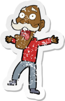 retro noodlijdende sticker van een cartoon geschokte oude man png