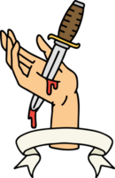 tattoo with banner of a dagger in the hand png