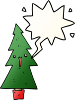 cartoon christmas tree and speech bubble in smooth gradient style png