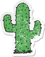 distressed sticker of a cartoon cactus png