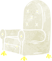 retro cartoon doodle of a blue arm chair png