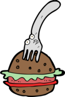 tenedor de dibujos animados y hamburguesa png