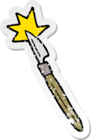 distressed sticker of a cartoon scalpel png