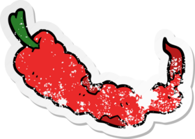 distressed sticker of a cartoon chili pepper png