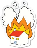 sticker van een tekenfilm brandend huis png