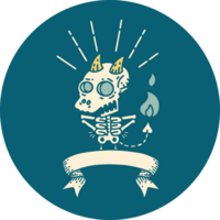 icône du personnage de démon squelette de style tatouage png