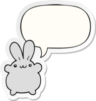 cartoon rabbit and speech bubble sticker png