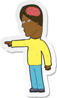 sticker of a cartoon clever man pointing png