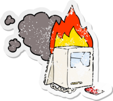 distressed sticker of a cartoon broken computer png