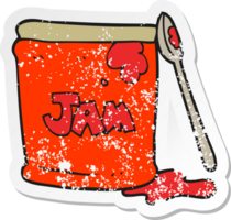 autocollant rétro en détresse d'un pot de confiture de dessin animé png