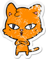 pegatina angustiada de un gato de dibujos animados png