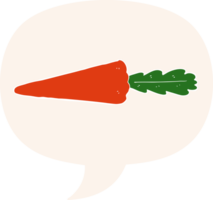 cartoon carrot with speech bubble in retro style png