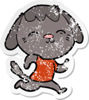 distressed sticker of a happy cartoon dog running png