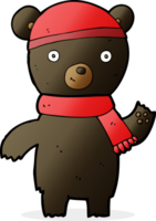 cartoon waving black bear png