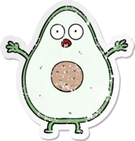 distressed sticker of a cartoon avocado png