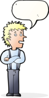 cartoon boy with folded arms with speech bubble png