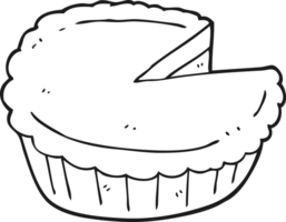 hand drawn black and white cartoon pie png