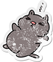 distressed sticker of a quirky hand drawn cartoon cat png