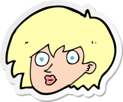 sticker of a cartoon surprised female face png