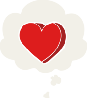 cartoon love heart with thought bubble in retro style png