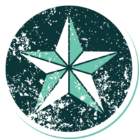 image emblématique de style tatouage d'autocollant en détresse d'une étoile png