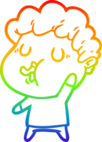 rainbow gradient line drawing of a cartoon man singing png