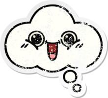 distressed sticker of a cute cartoon thought bubble png