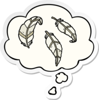 cartoon feathers with thought bubble as a printed sticker png